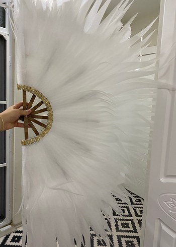 Beyaz Tüylü Led Işıklı Yelpaze - Görsel 3