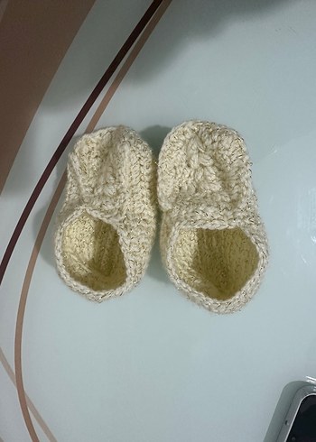 Kız Çocuk Örgü Beyaz Ev patiği - Görsel 2