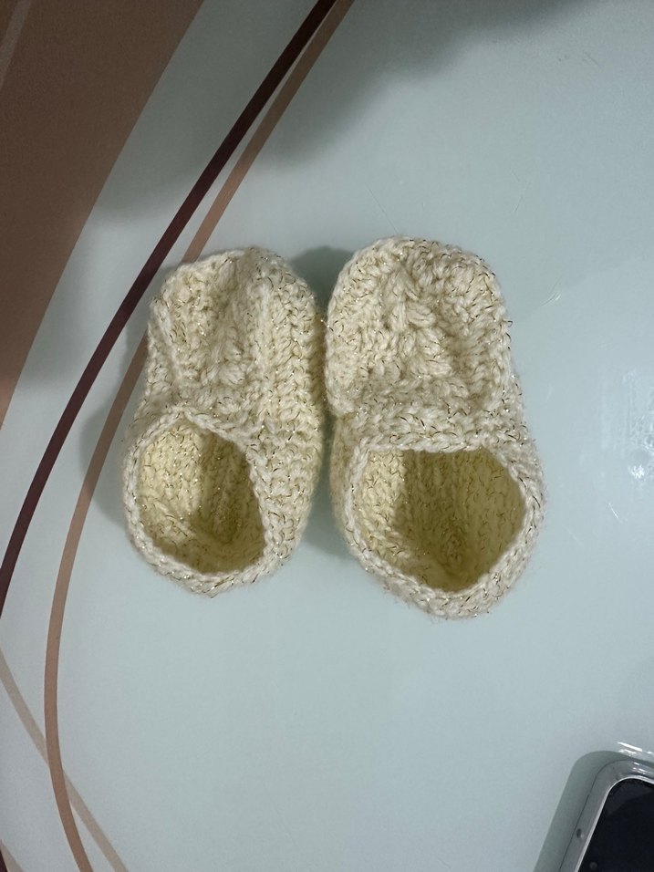 Kız Çocuk Örgü Beyaz Ev patiği - Görsel 2