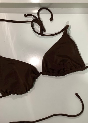 s Beden kahverengi Renk Kahverengi İnce Askılı Kadın Bikini Üstü