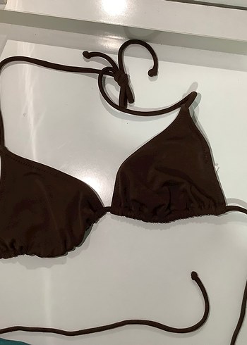 Kahverengi İnce Askılı Kadın Bikini Üstü