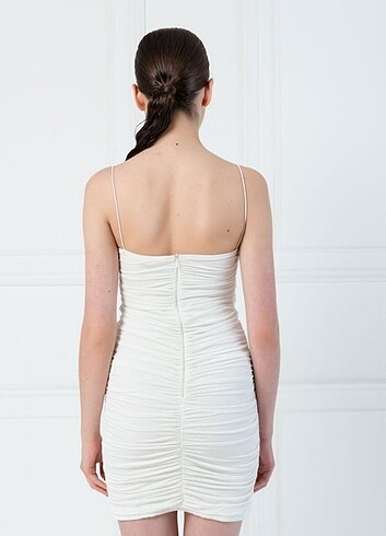 Kikiriki Kikiriki Off White Askılı Mini Elbise