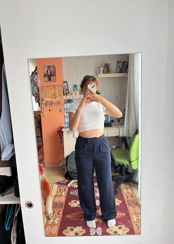 Lacivert Rahat Kesim Kadın Denim Pantolon