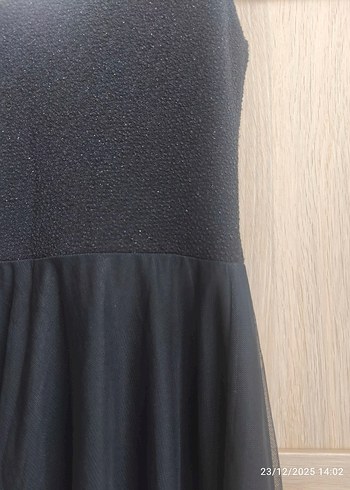 Siyah V Yaka Kadın Abiye Elbise - Görsel 9