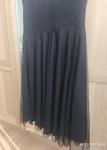 Siyah V Yaka Kadın Abiye Elbise - Görsel 8