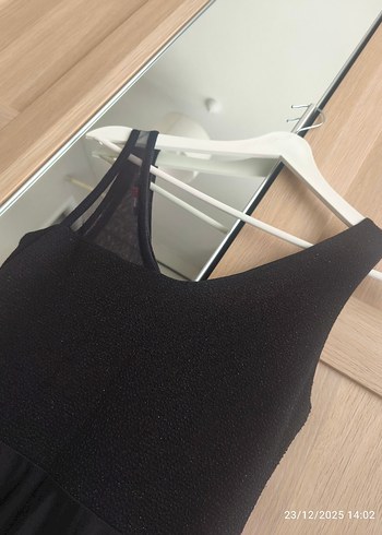 Siyah V Yaka Kadın Abiye Elbise - Görsel 6