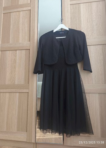 Siyah V Yaka Kadın Abiye Elbise - Görsel 3