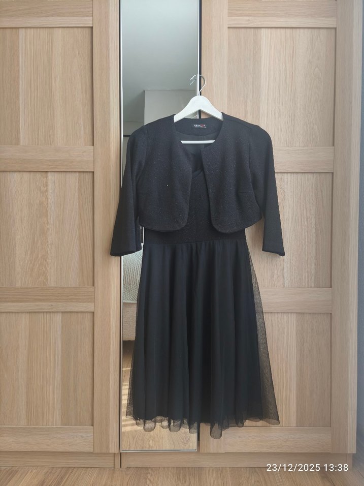 Siyah V Yaka Kadın Abiye Elbise - Görsel 4