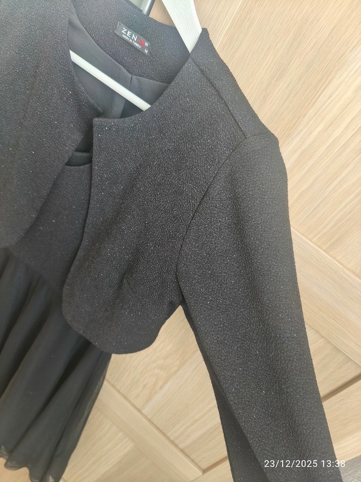 Siyah V Yaka Kadın Abiye Elbise - Görsel 2