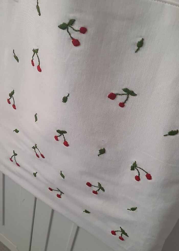 Kirazlı İşleme Bez Çanta - Görsel 4