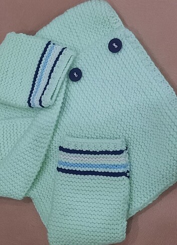 Su yeşili bebek hırkası - Görsel 2