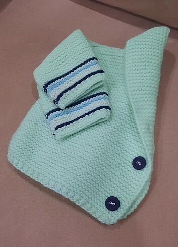 Su yeşili bebek hırkası - Görsel 5