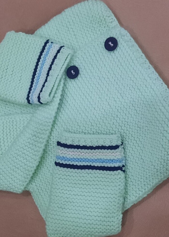 Su yeşili bebek hırkası - Görsel 2