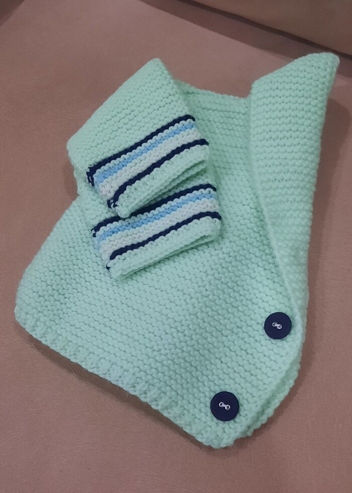 Su yeşili bebek hırkası - Görsel 5