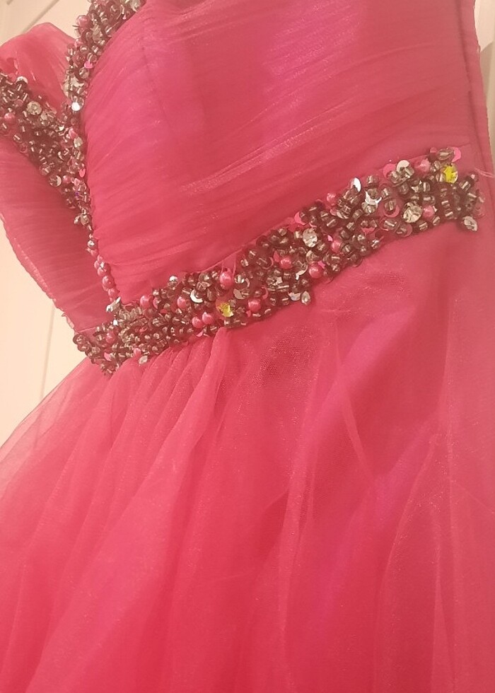 Fuşya abiye elbise - Görsel 2