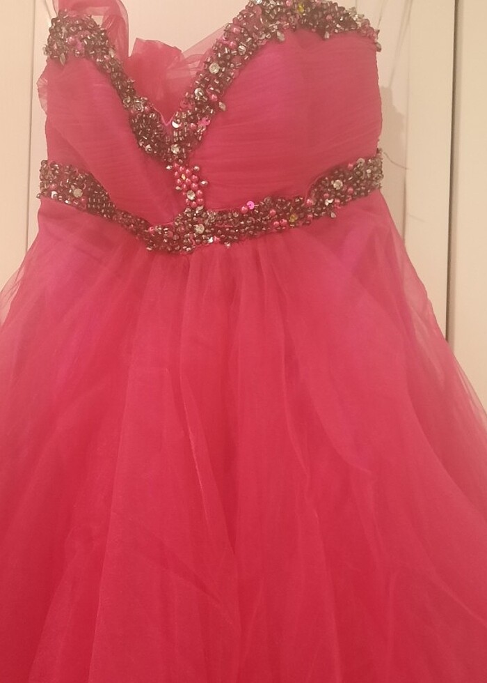 Fuşya abiye elbise - Görsel 3