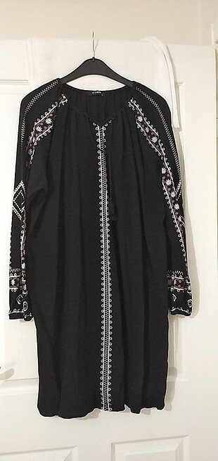 Siyah desenli bayan tunik 3XXL
