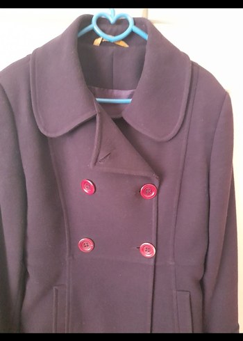 Düğmeli köyü mor kaşe  Kaban - Görsel 2