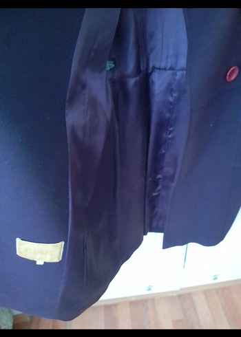 Düğmeli köyü mor kaşe  Kaban - Görsel 4