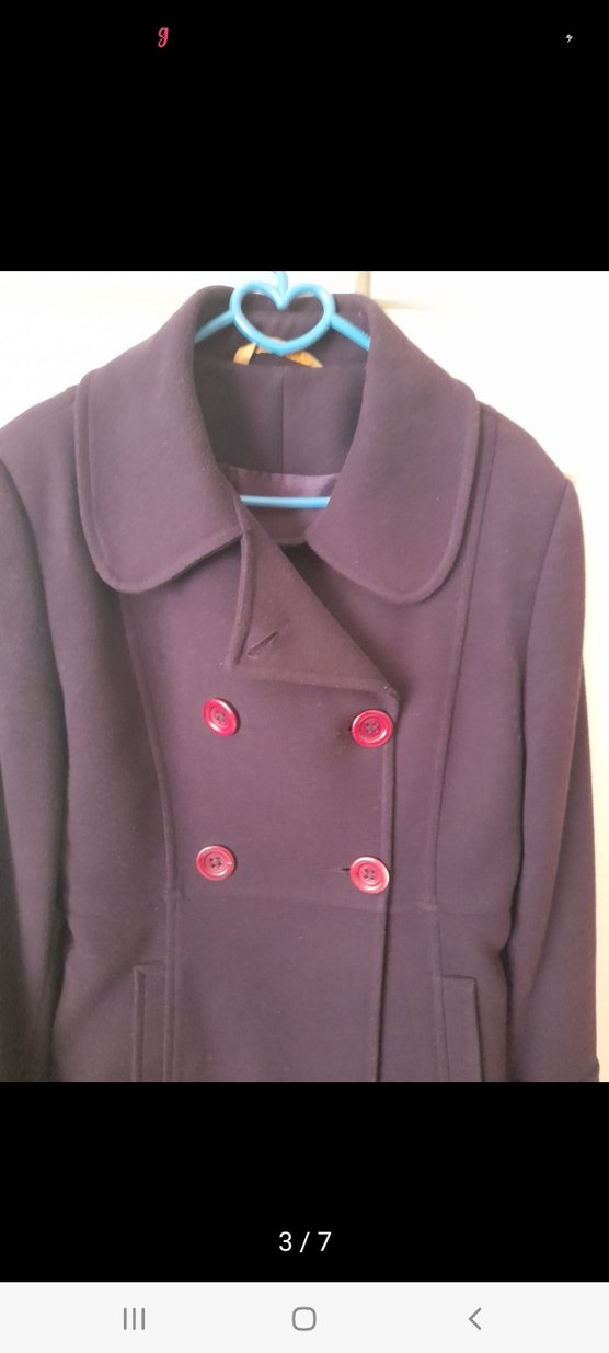 Düğmeli köyü mor kaşe  Kaban - Görsel 2