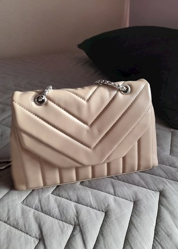 Bej Zincir Detaylı Kadın Deri Çanta - Görsel 2