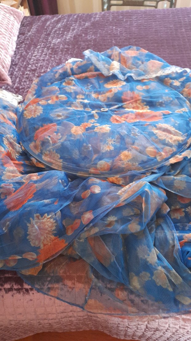 Açık Mavi Bağlama Desenli çilek mobilya cibinlik - Görsel 3