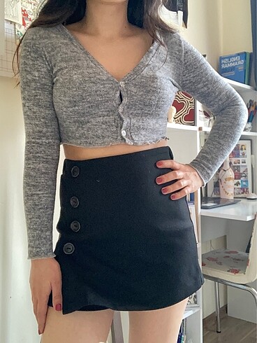 Zara Gri Crop Hırka