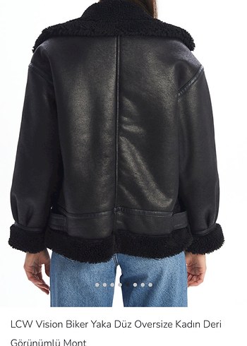 LC Waikiki LCW Siyah Oversize Kadın Deri Mont