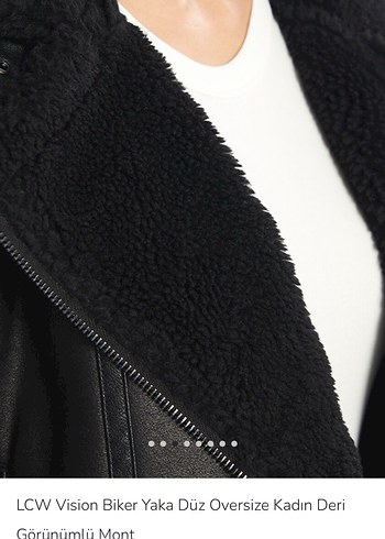 s Beden siyah Renk LCW Siyah Oversize Kadın Deri Mont