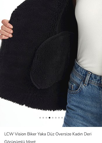 s Beden siyah Renk LCW Siyah Oversize Deri Kadın Mont