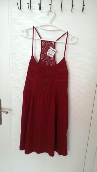 BORDO örgü detaylı elbise