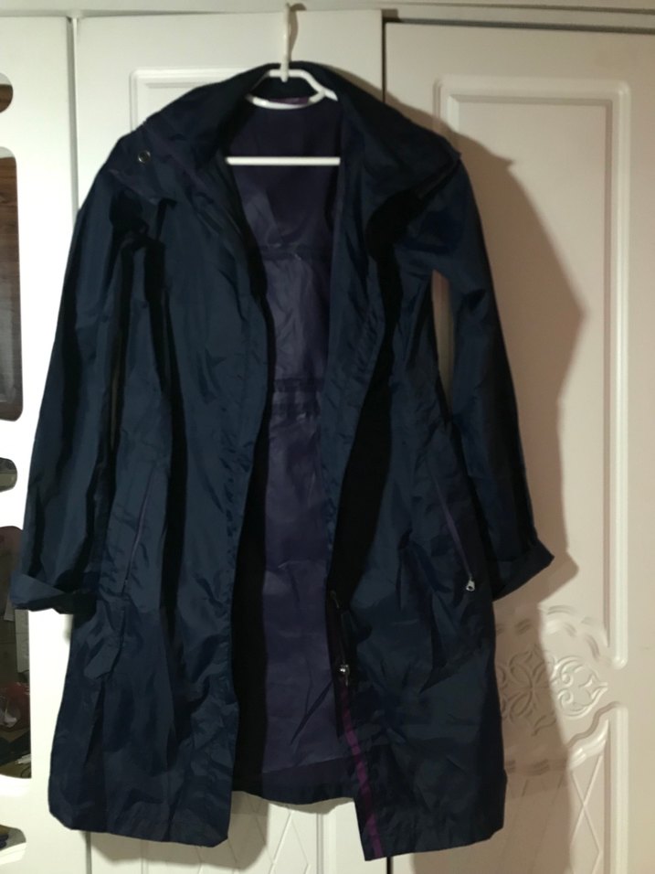 Kadın Mor Midi Fermuarlı Yağmurluk - Görsel 2