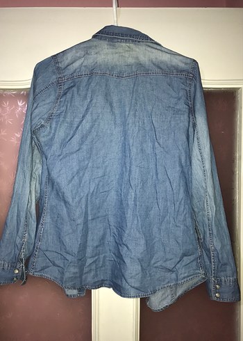 Zara Düğmeli Mavi Kot Gömlek