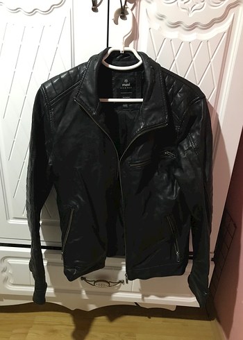 Siyah Deri Biker Ceket