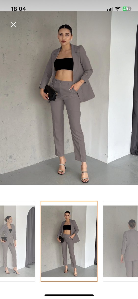 Diaves Gri Katlamalı Kol Detaylı Blazer Ceket - Görsel 3