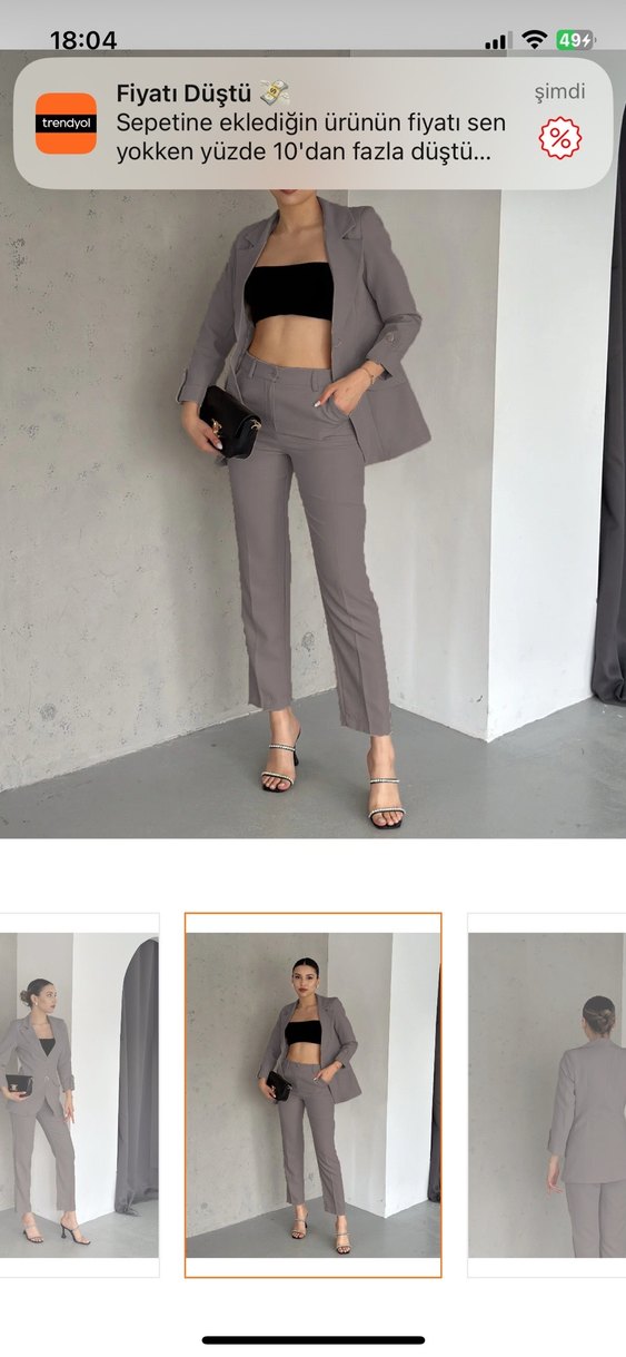 Diaves Gri Katlamalı Kol Detaylı Blazer Ceket - Görsel 2