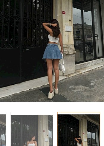 Trendyol & Milla Pembe Kuşaklı Denim Mini Etek
