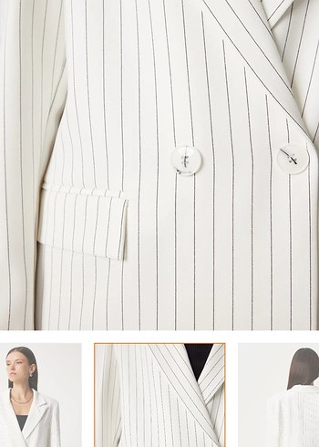 Blazer ceket beyaz çizgili - Görsel 4