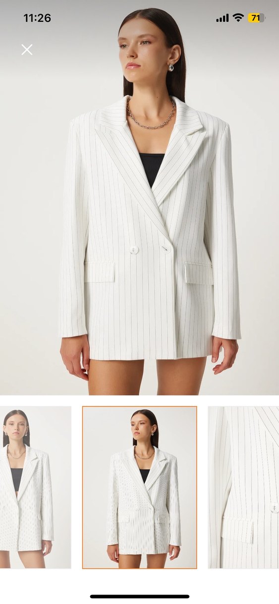 Blazer ceket beyaz çizgili - Görsel 3