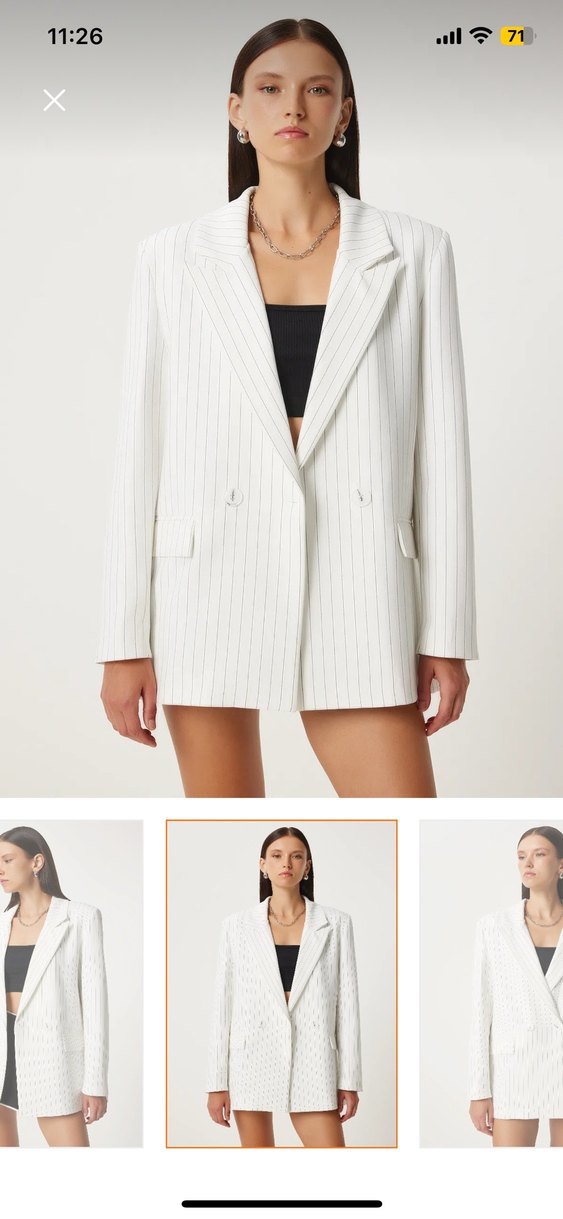 Blazer ceket beyaz çizgili - Görsel 2