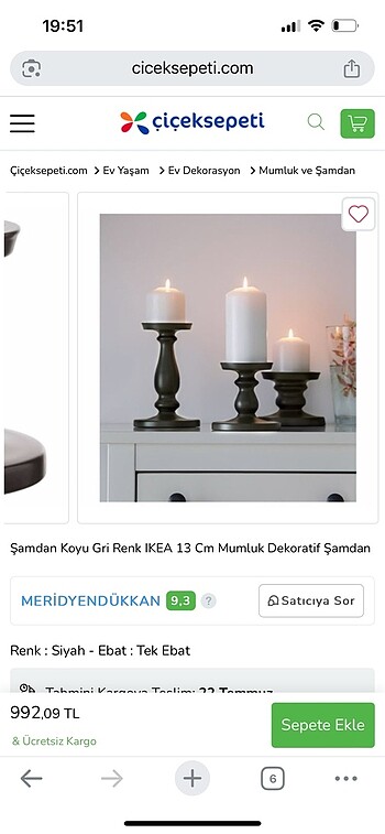 Ikea ikea 2 boy şamdan