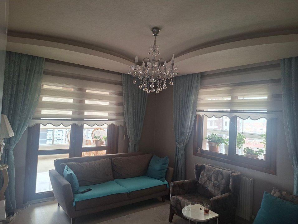 Modern Klasik Mavi Desenli Perde - Görsel 2