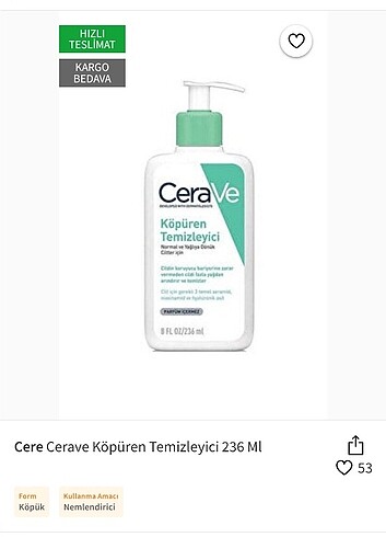 Cerave yuz temizleme