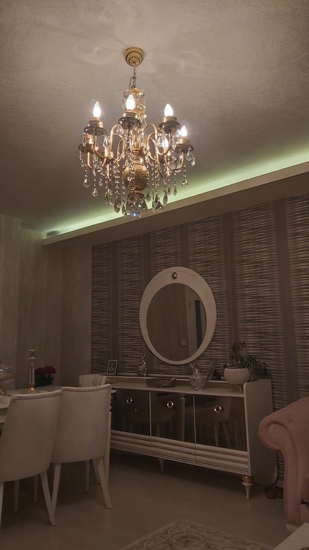 Parlak Altın Kristal Avize - Görsel 2