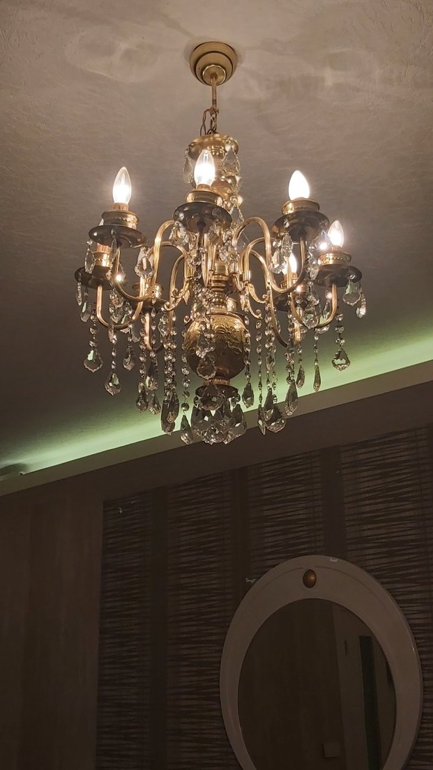 Parlak Altın Kristal Avize - Görsel 4