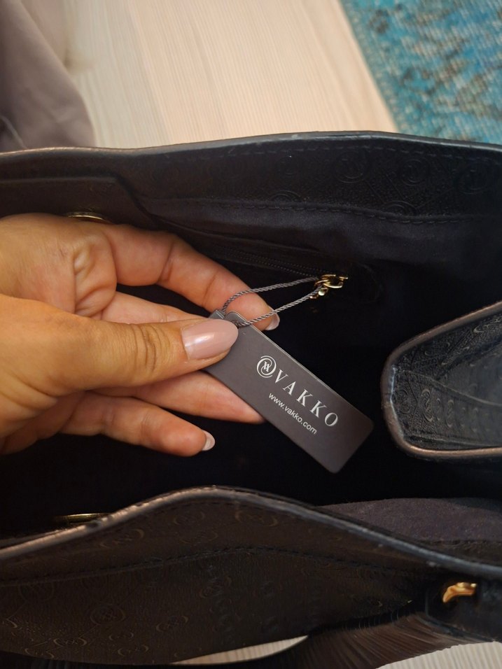 Vakko Siyah Deri Kadın Çanta - Görsel 2