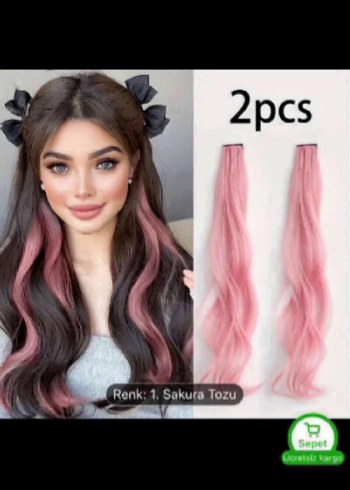Pembe İpek Saç TAkma kaynak saç