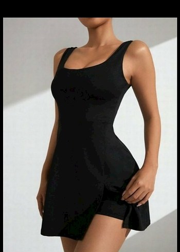 Siyah şortlu elbise,mayo - Görsel 2