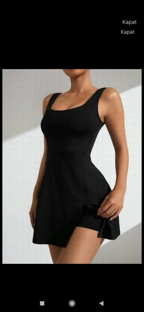 Siyah şortlu elbise,mayo - Görsel 2