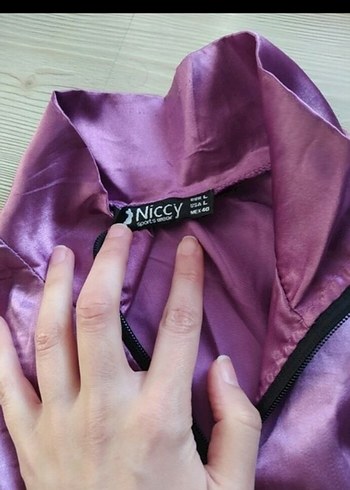 Mor Parlak Kısa saten Eşofman Takımı - Görsel 3